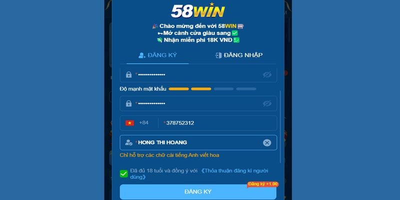 Đăng ký 58Win – mở lối vào thế giới cá cược đỉnh cao